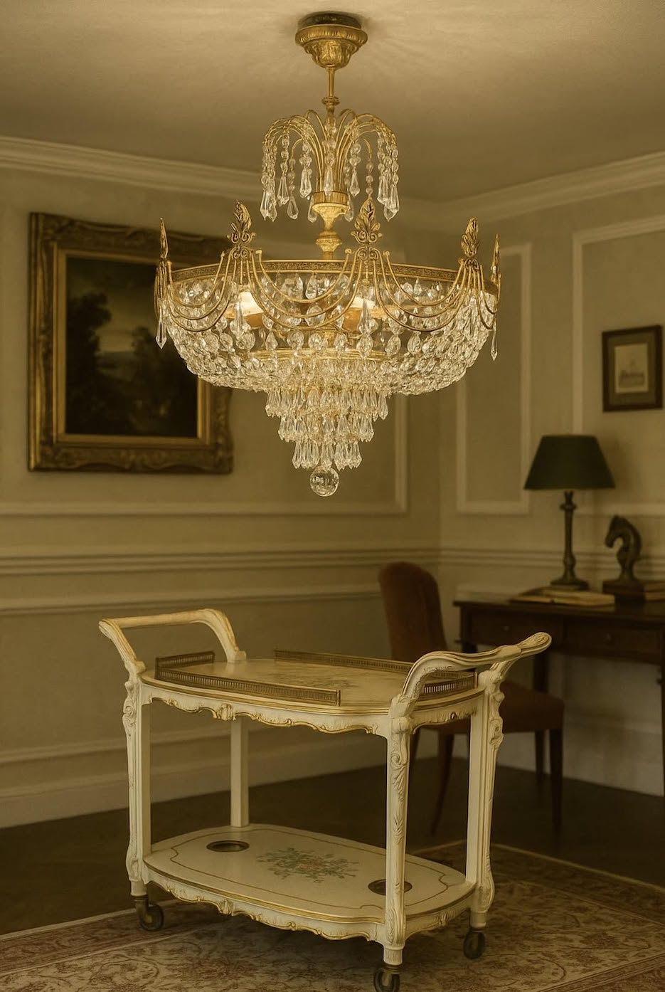 Vintažinis krištolo lubinis sietynas "Aurora Royale"