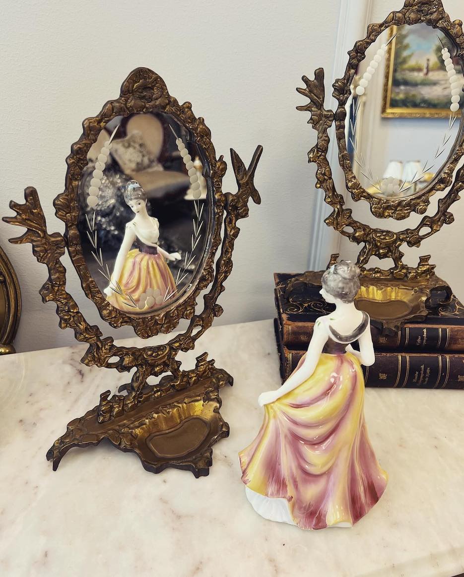 Vintažinis stalinis veidrodėlis - "Belle Époque" - Image 3