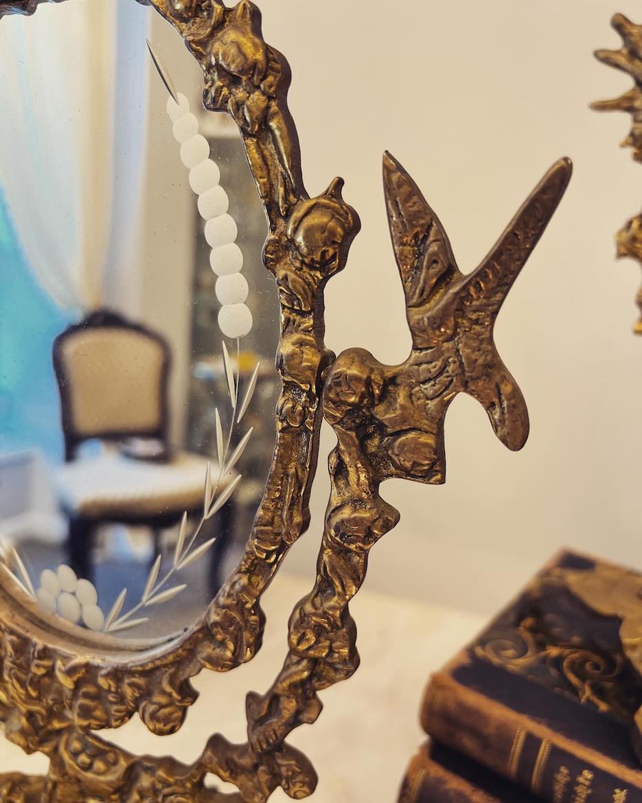 Vintažinis stalinis veidrodėlis - "Belle Époque" - Image 4