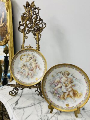 Dekoratyvinės, itališkos porceliano lėkštės su angelų motyvais - apie 1950–1970 m.