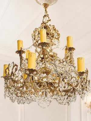 Prabangus bronzos šviestuvas "Baroque Crystal Chandelier"