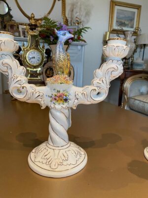 Porcelianinės žvakidės su povais  "Fleur de Paon"