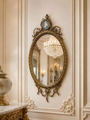 Vintažinis bronzos veidrodis "Belle Epoque Cameo"