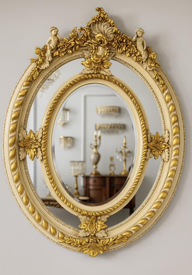 Unikalus pakabinamas veidrodis "Golden Cherubs"