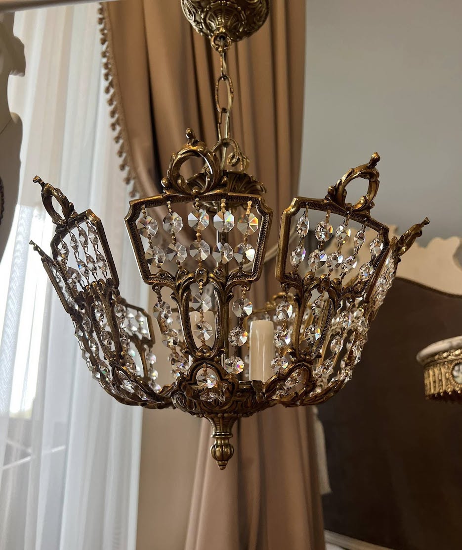 Subtilių formų, vintažinis lubinis šviestuvas "Vetro Lucia" - Image 4