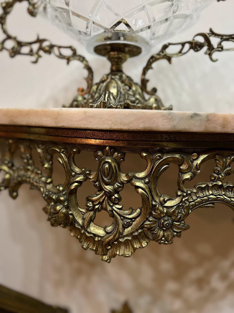 Naudota vintažinė bronzinė konsolė su marmuro stalviršiu "Rosabella Console" - Image 2