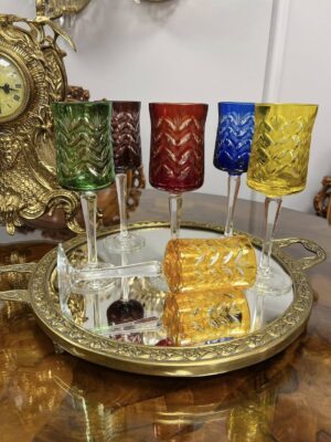 Vintažinės desertinio vyno taurės , Bohemia apie 1950-1970m.