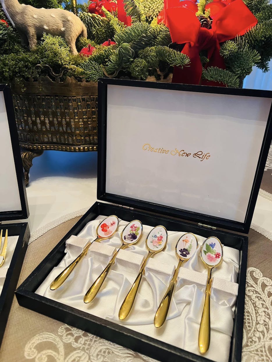 Vintažiniai desertiniai šaukšteliai dėžutėje "Petali d'Oro" - Image 2