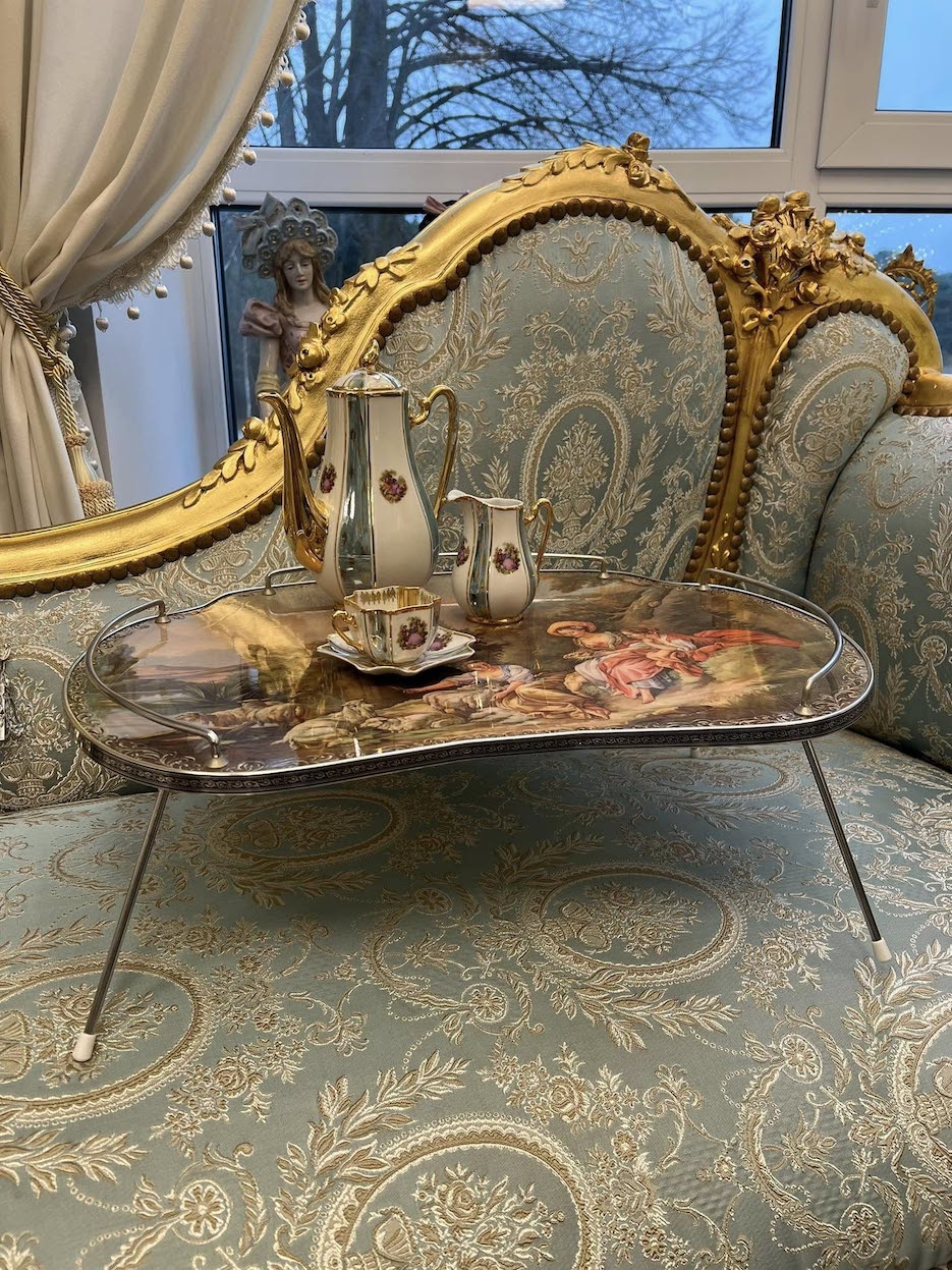 Senovinio žavesio lovos padėklas ant kojelių "Tavolino Serenità" - Image 2