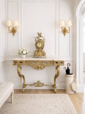 Vintažinė dekoratyvi bronzos konsolė "Versailles Bianca"