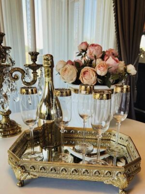 Vintažinės krištolo taurės šampanui „Millennium“