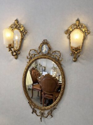 Vintažiniai itališki sieniniai šviestuvai "Miroir d'Or"