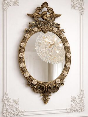 Išskirtinio, reto grožio, dekoratyvus, sieninis veidrodis su puošniu bronzos rėmu "Specchio Venezia"