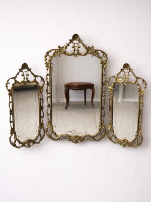 Unikalus vintažinis bronzos veidrodis "Versailles Trio"