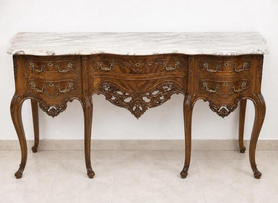 Didelė prancūziško stiliaus komoda su marmuriniu stalviršiu "Commode Elegante"