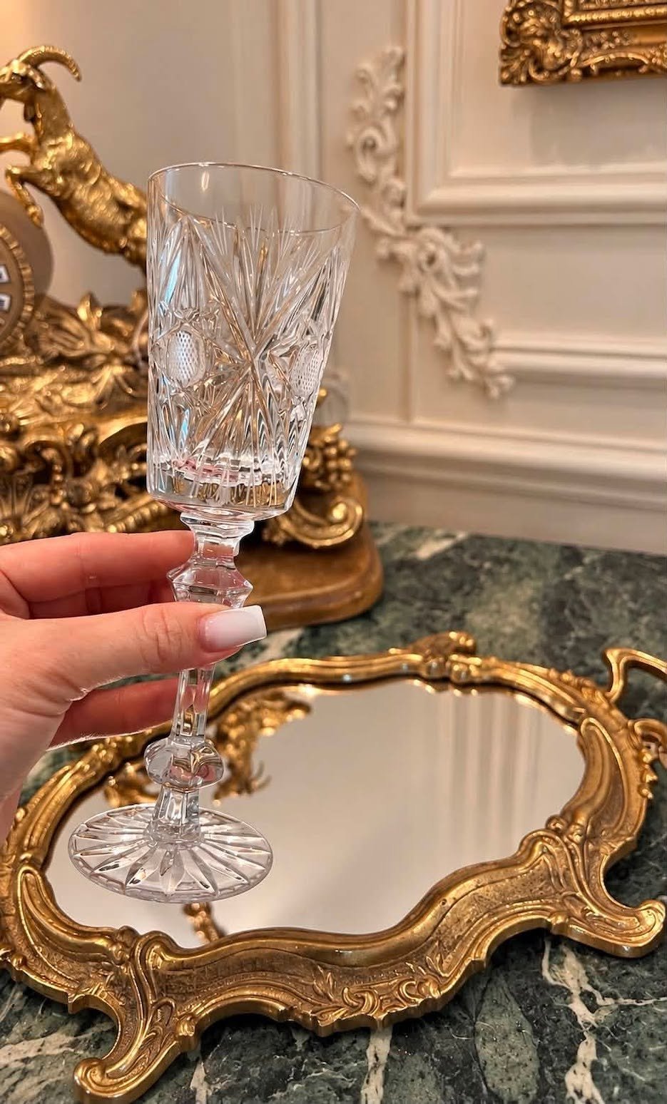 Žavingos vintažinės vokiško krištolo šampano taurės "Champagne Royal" - Image 2