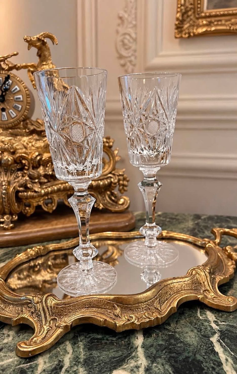 Žavingos vintažinės vokiško krištolo šampano taurės "Champagne Royal" - Image 3