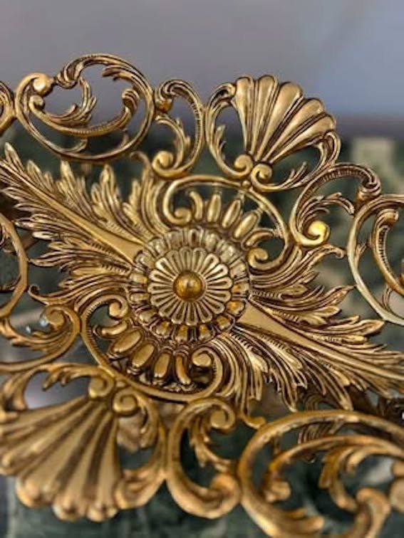 Unikali ir išskirtinio grožio vintažinė bronzos ažūrinė vaisinė "Musica Celeste" - Image 4