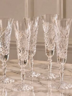 Žavingos vintažinės vokiško krištolo šampano taurės "Champagne Diamant"